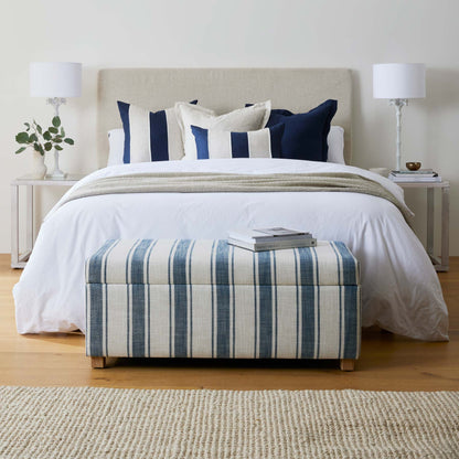 Riley Navy/Linen Patch Cushion 40X60Cm