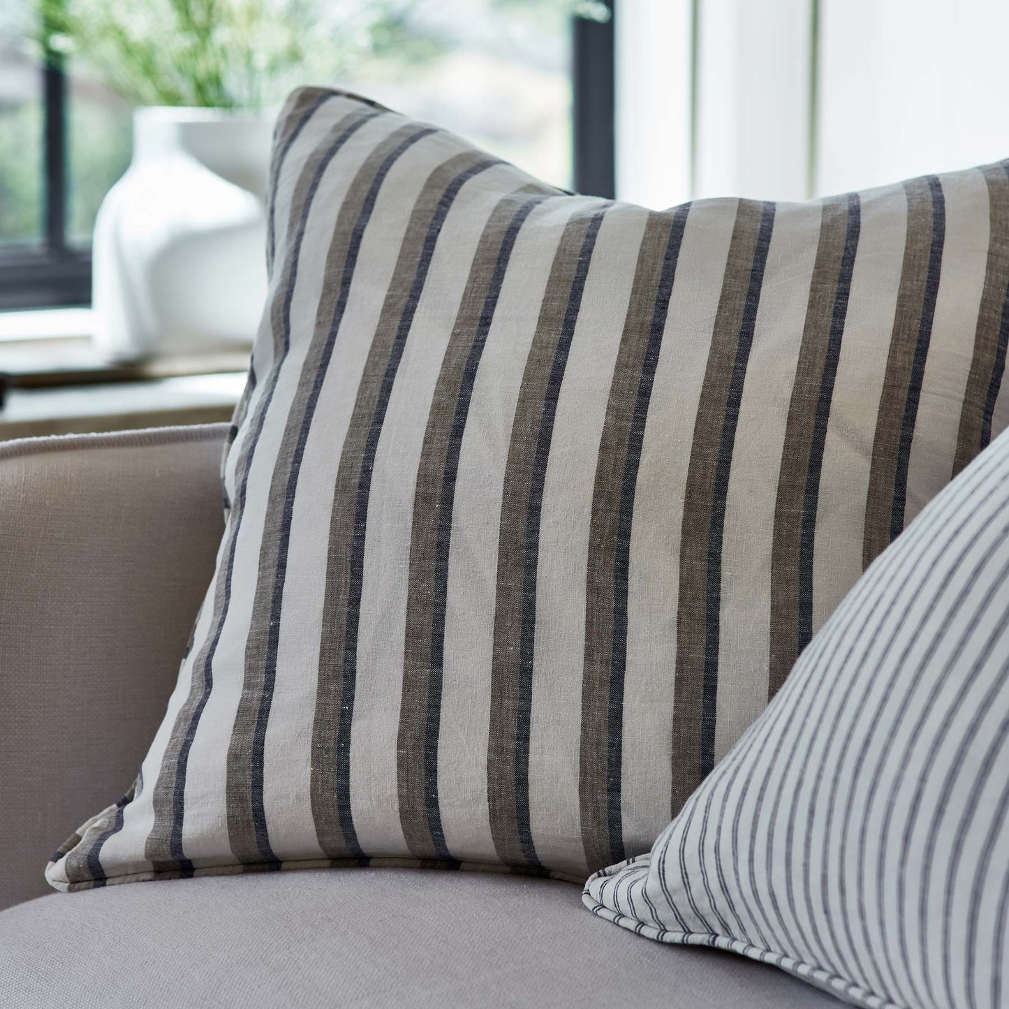 Hampton Blue / Taupe Stripe Cushion