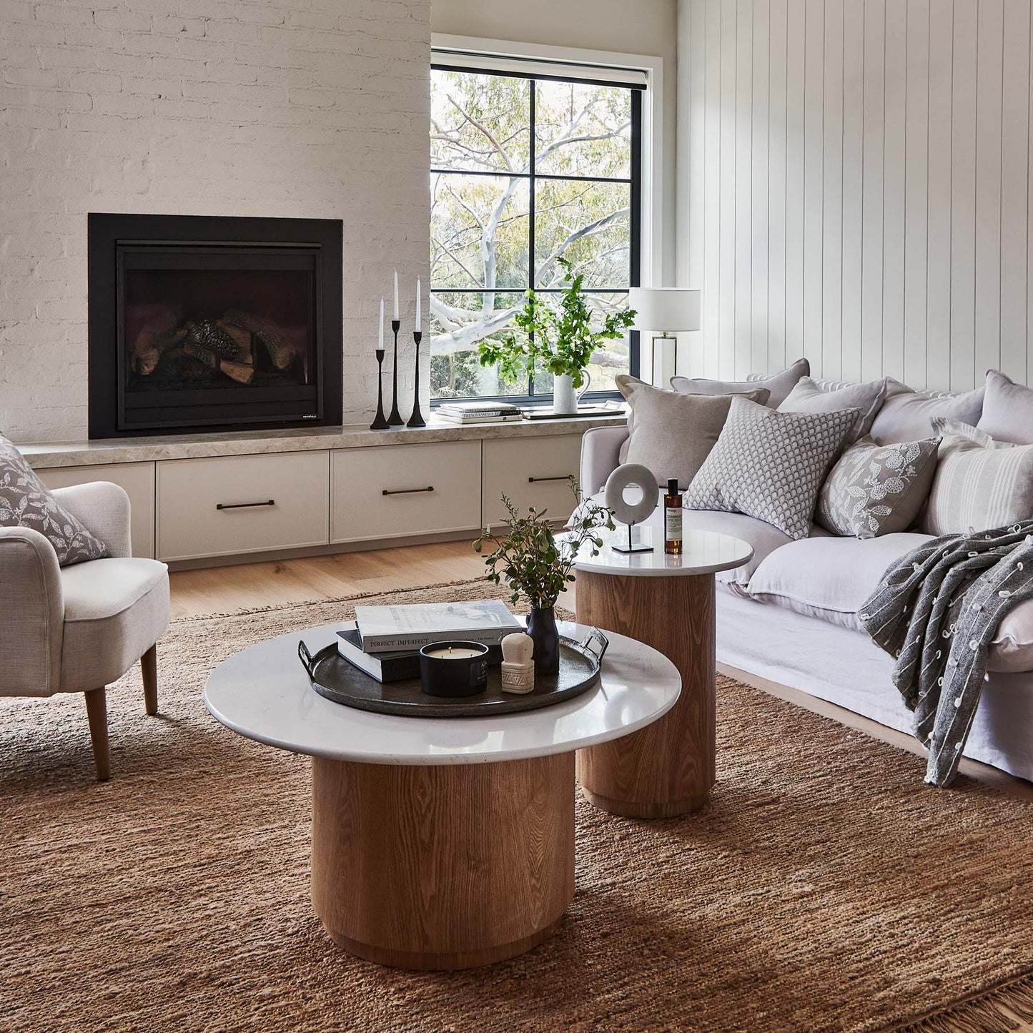 Olena Neutral Embroidered Linen Cushion