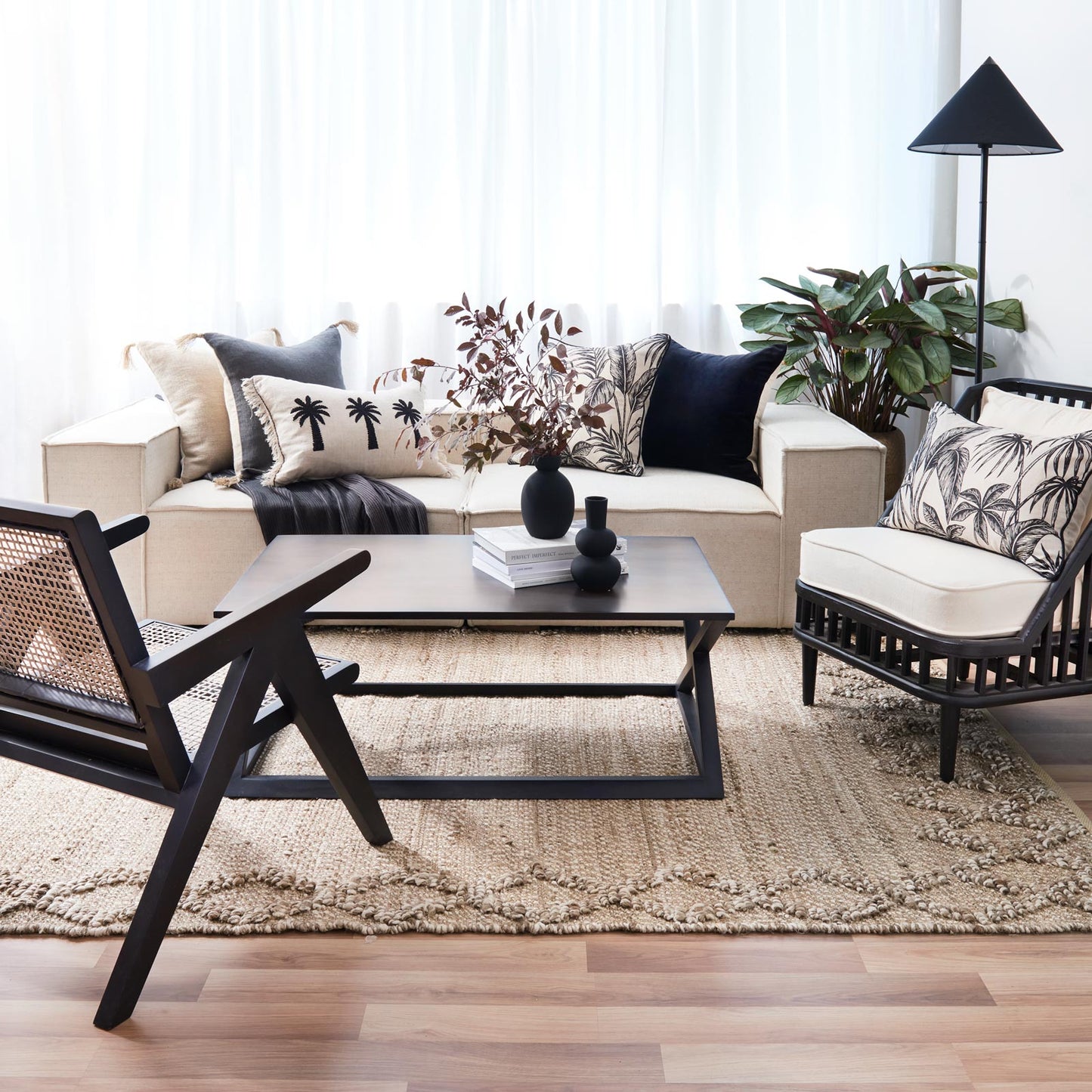 Tahiti Black/Linen Cushion 40X60Cm