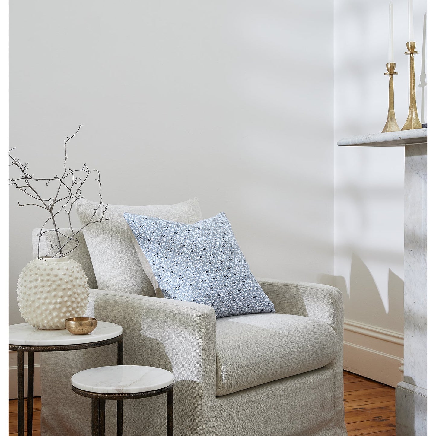Francis Blue Linen Cushion 55Cm