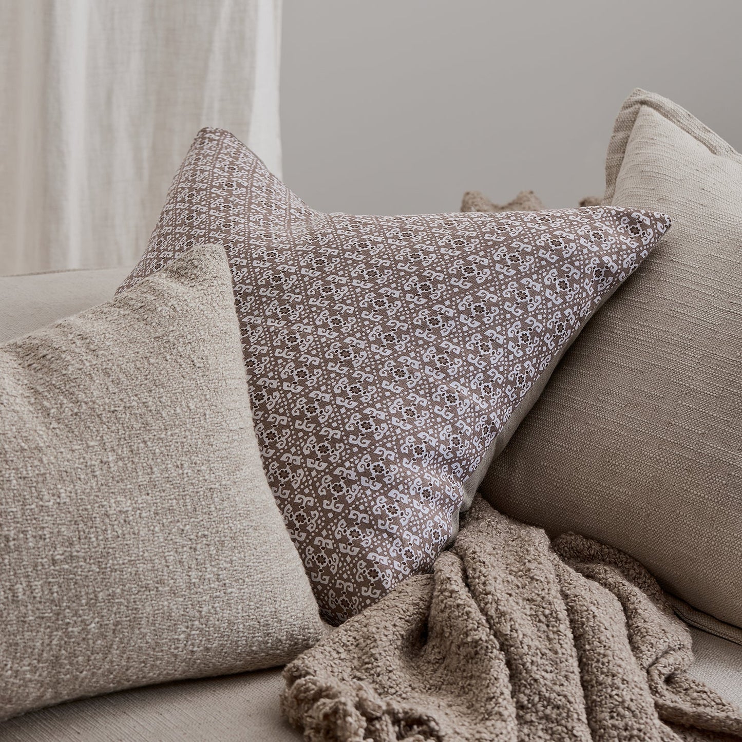 Francis Coffee Linen Cushion 55Cm