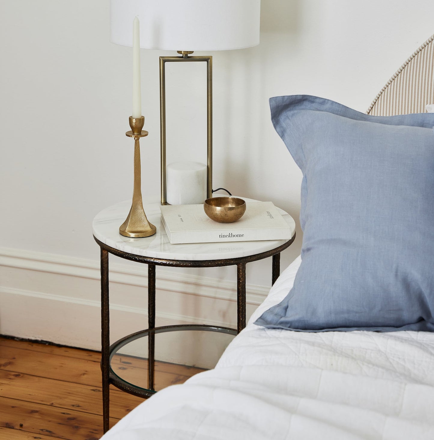 Laurel Gold/Marble Side Table