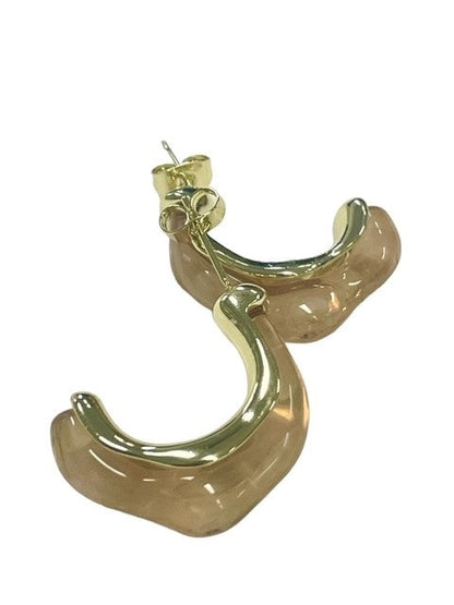 Jbgh Beige Acrylic Gold Hoops