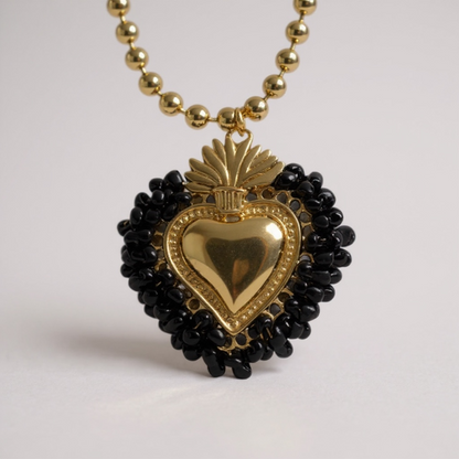 Jbhnr Black Heart Necklace Medallions