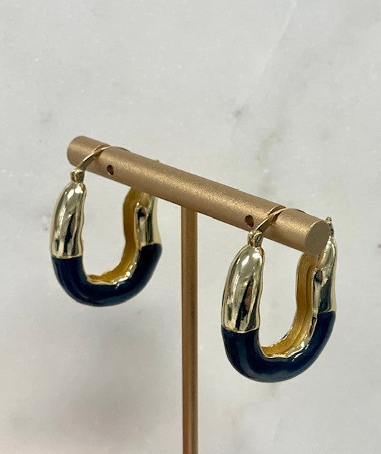 Jbh Black Enamel Gold Hoop