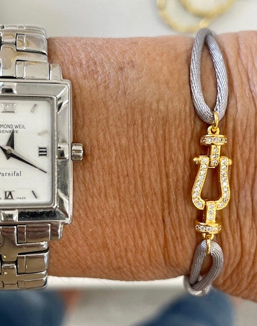 Jcbg Cord Bracelet: Gold/Crystal Grey