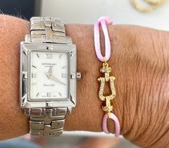 Jcbp Cord Bracelet: Gold/ Crystal Pink