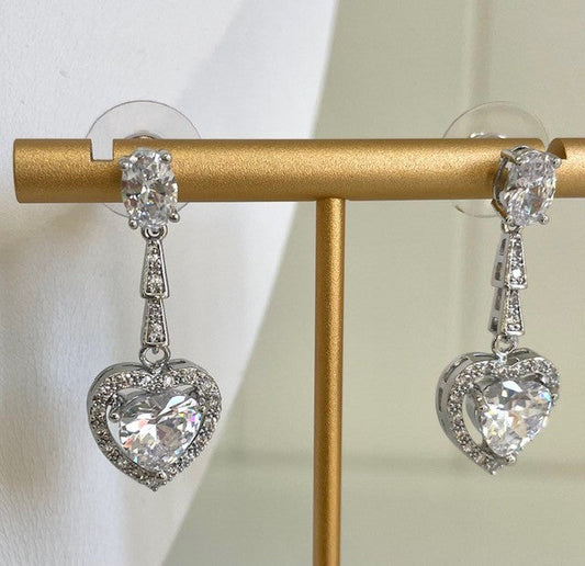 Jcehc Crystal Earring Heart Clear Crystal