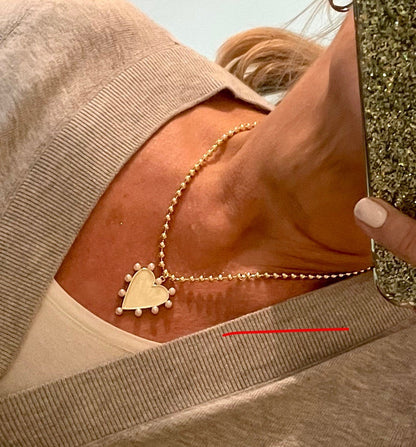 Jcehn Cream Enamel Heart Necklace