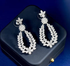 Jcfe Crystal Floral Design Earrings