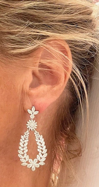 Jcfe Crystal Floral Design Earrings