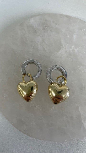 Jchgh Crystal Hoop Gold Heart Earrings