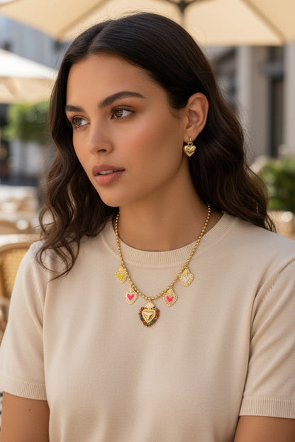 Jchn Colored Hearts Necklace Fluro