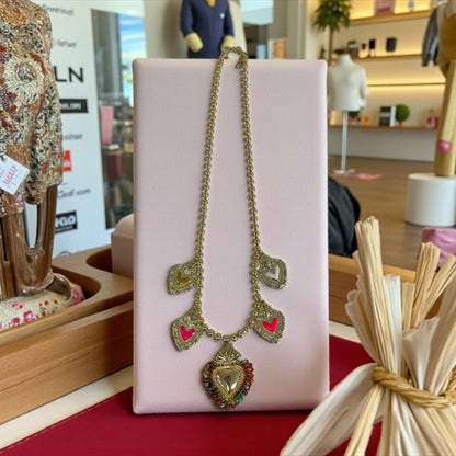 Jchn Colored Hearts Necklace Fluro