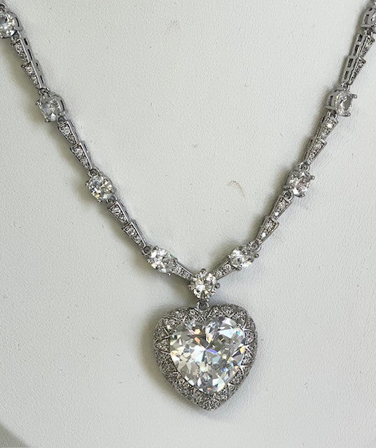 Jcnhc Crystal Necklace Heart Clear Crystal
