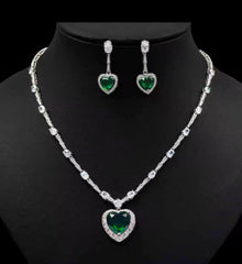 Jcehg Crystal Earring Heart Green Crystal