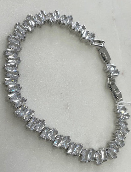 Jdcsb Double Crystal Silver Bracelet 20Cm Adj