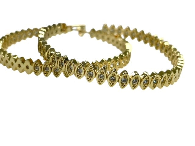 Jeehg Evil Eye Crystal Hoop Gold 5Cm
