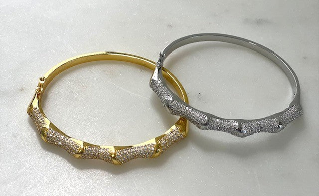Jsbs Silver Bamboo Crystal Bangle