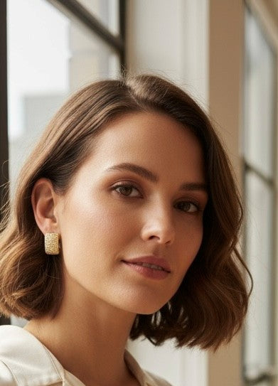 Jgcc Gold Pave Crystal Cuff Earings 1.8Cm