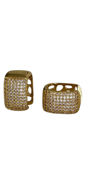Jgcc Gold Pave Crystal Cuff Earings 1.8Cm