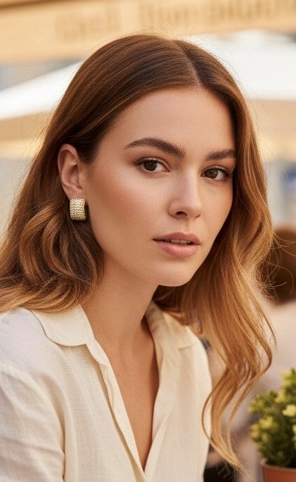 Jgcc Gold Pave Crystal Cuff Earings 1.8Cm