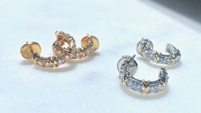 Jscgc Silver Crystal Gold Cross Hoop Earrings