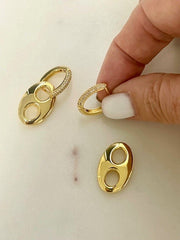 Jgcpc Gold Crystal Paperclip Earrings