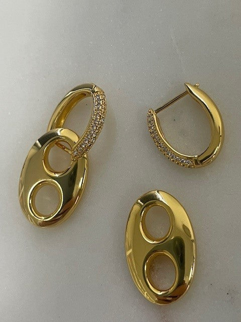 Jgcpc Gold Crystal Paperclip Earrings
