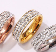 Jgcr Gold Plated Crystal Cuff Ring:Size 7