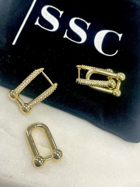 Jgdb Gold Crystal Double Hang Interchange Earrings