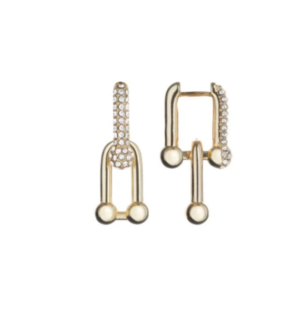 Jgdb Gold Crystal Double Hang Interchange Earrings