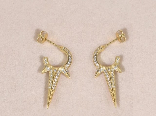 Jgdc Gold Rock Queen Crystal Earings