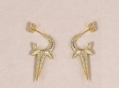 Jgdc Gold Rock Queen Crystal Earings
