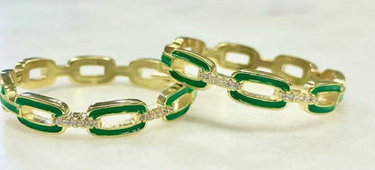 Jgh Green Paperclip Style Crystal Hoop 3.2Cm