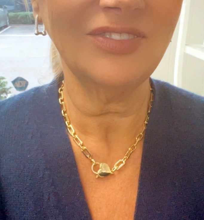 Jghlc Gold Heart Loop Chain Necklace