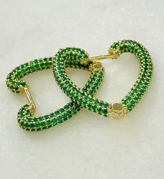 Jghrt Emerald Green Heart Earings-2Cm