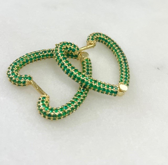 Jghrt Emerald Green Heart Earings-2Cm