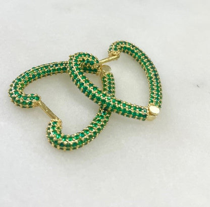 Jghrt Emerald Green Heart Earings-2Cm