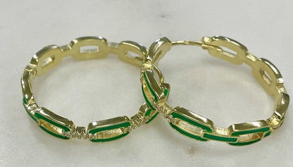 Jgh Green Paperclip Style Crystal Hoop 3.2Cm
