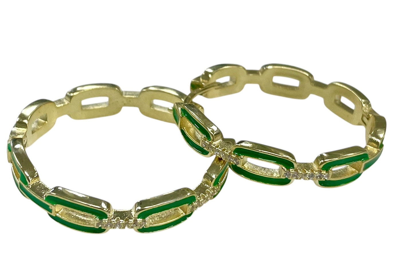 Jgh Green Paperclip Style Crystal Hoop 3.2Cm