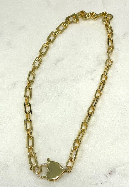 Jghlc Gold Heart Loop Chain Necklace