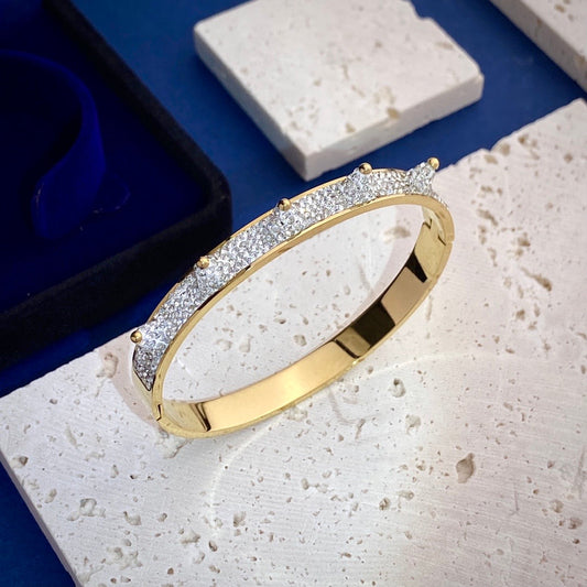 Jgsba Gold Crystal Rockstud Bangle