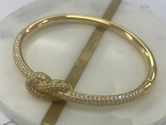 Jgskb Gold Crystal Single Knot Bangle