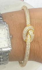 Jgskb Gold Crystal Single Knot Bangle