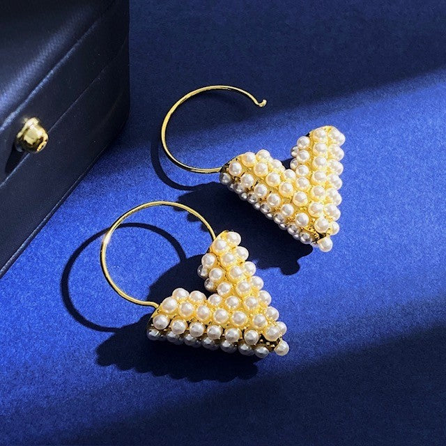 Jgve Gold W/Pearl Studded V Earings