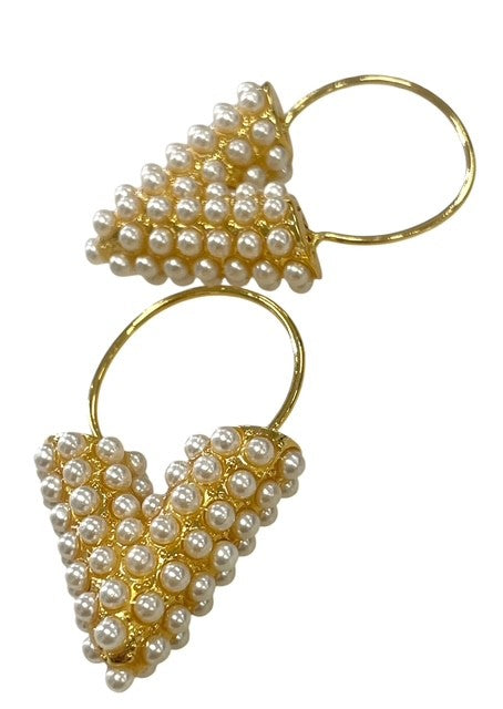 Jgve Gold W/Pearl Studded V Earings