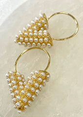 Jgve Gold W/Pearl Studded V Earings