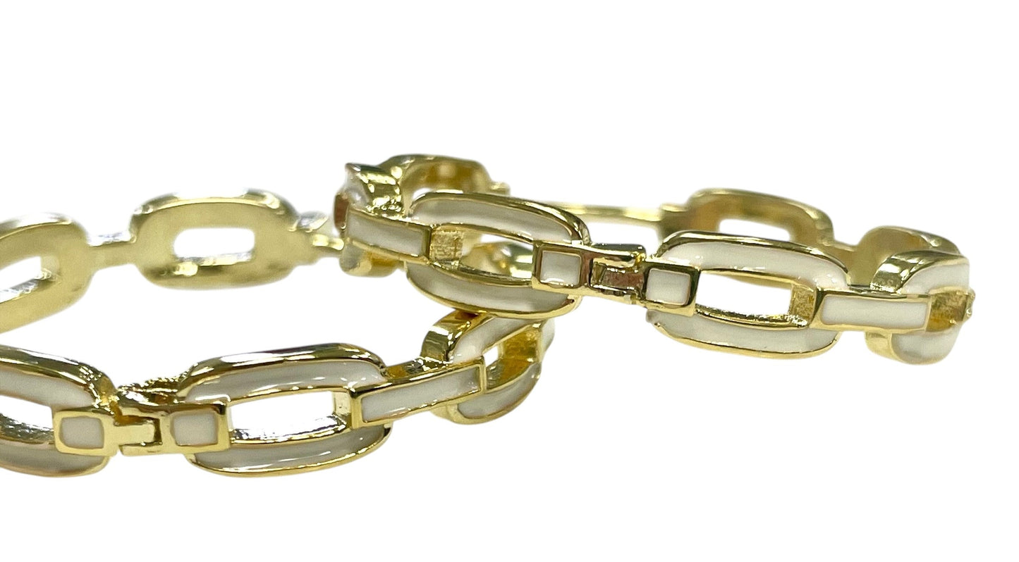 Jhwe White Paperclip Style Crystal Hoop 3.2Cm